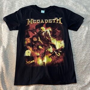 Pacifica Black Megadeth Graphic Tee with Red and Yellow Print